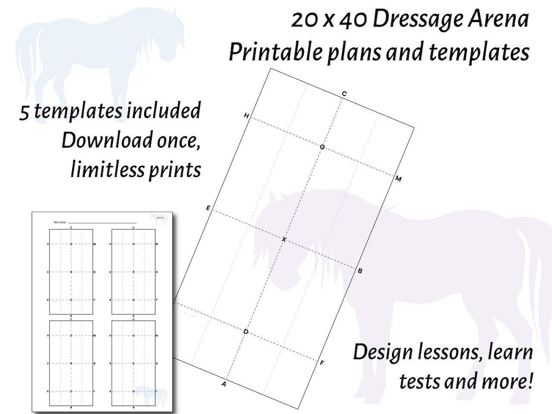 A4 Download Dressage Arena 20 X 40 Printable Templates Etsy