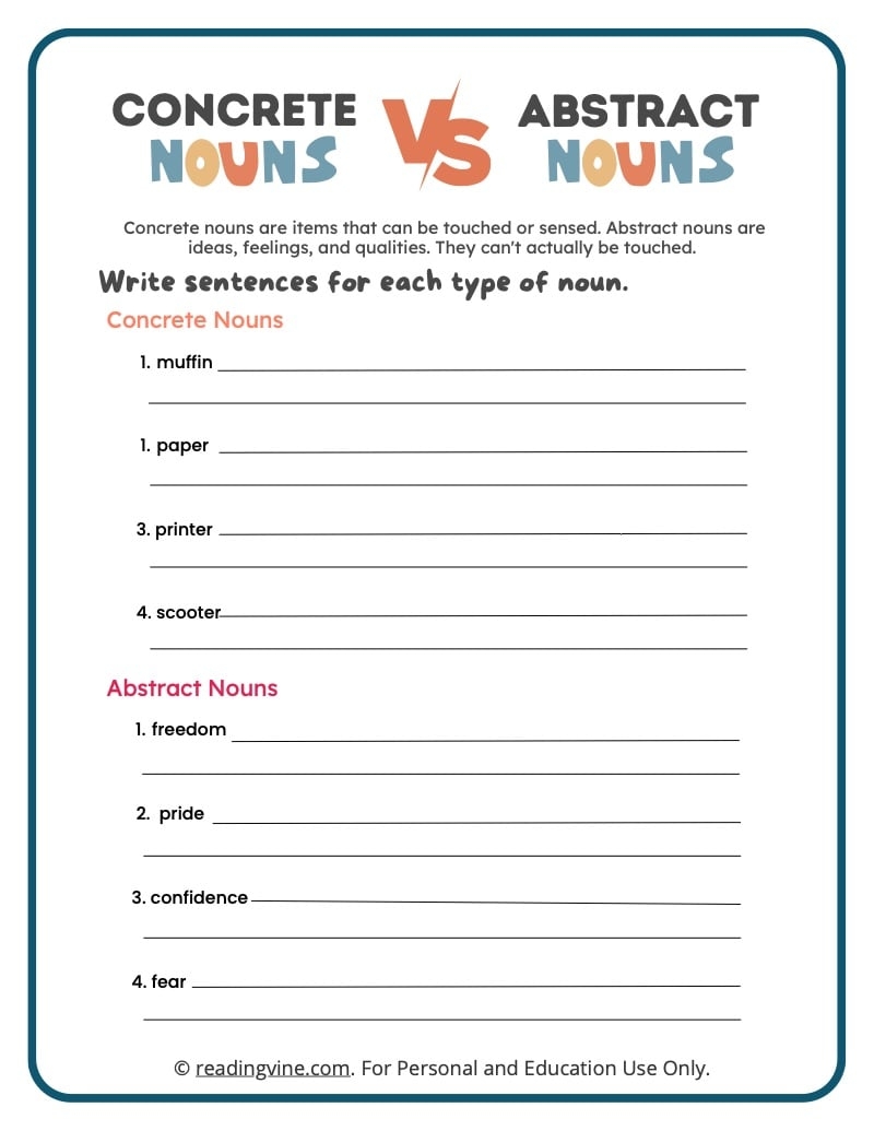 Abstract Nouns Worksheets 15 Worksheets Worksheets Library