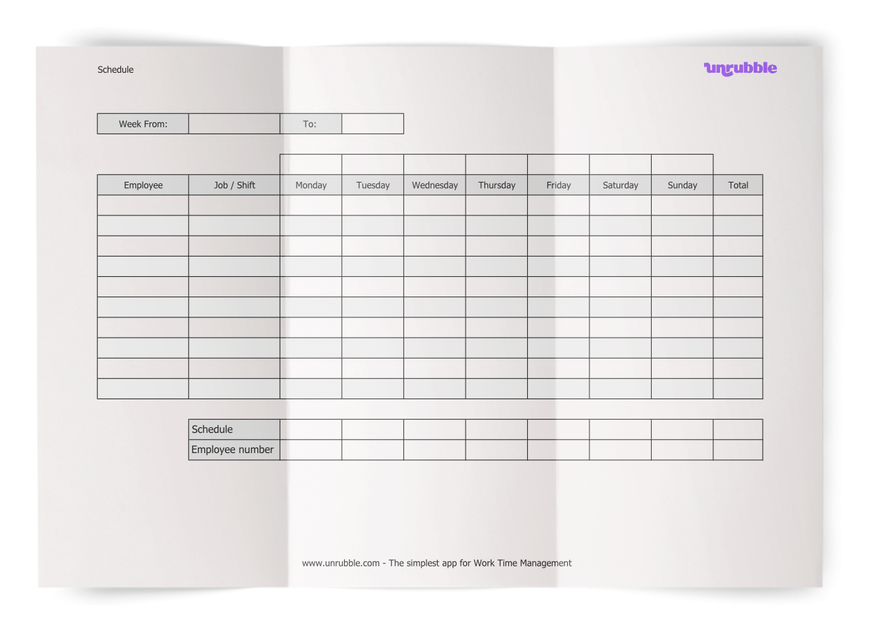 Free Printable Blank Work Schedules