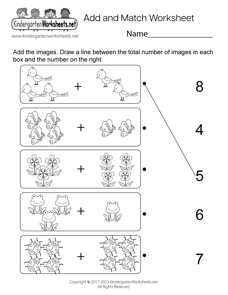 Add And Match Picture Addition Worksheet Free Printable Digital 
