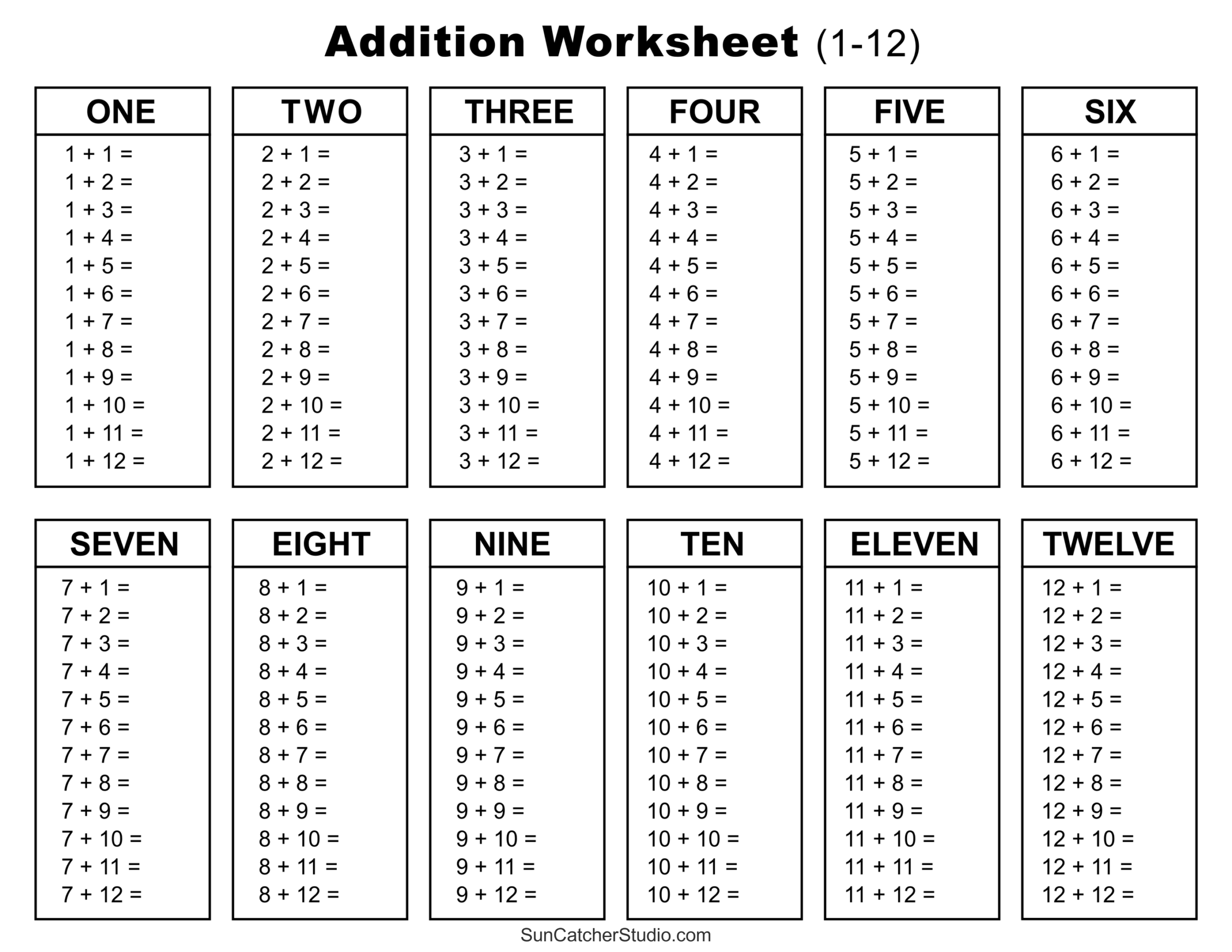 Addition Charts Tables U0026 Worksheets Free Printable PDF Files Free Printables Monograms Design Tools Patterns U0026 DIY Projects