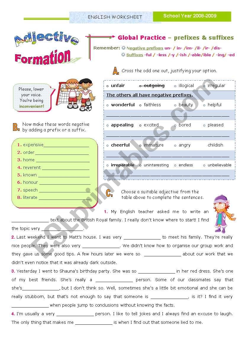 Adjective Formation Global Practice Exercises On The Topic Taught In The Previous 3 Worksheets ESL Worksheet By Mena22 Adjective Formation Global Practice Exercises On The Topic Taught In The Previous 3 Worksheets ESL Worksheet By Mena22