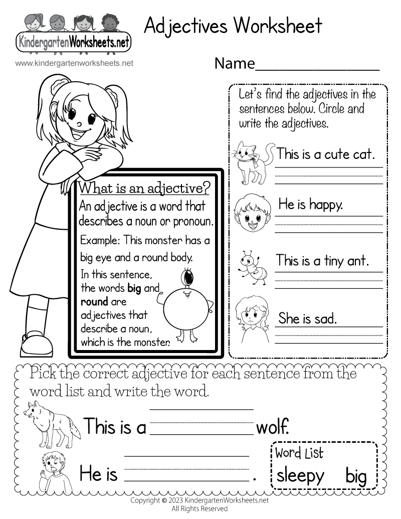 Free Printable Worksheets Adjective Phrases