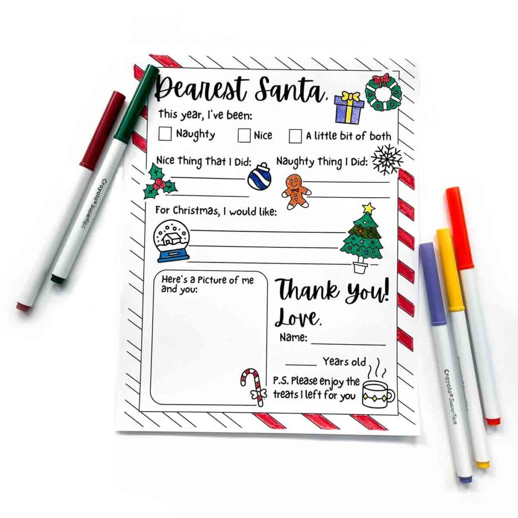 Adorable Letter To Santa Printable For Kids Free Template MindyMakes