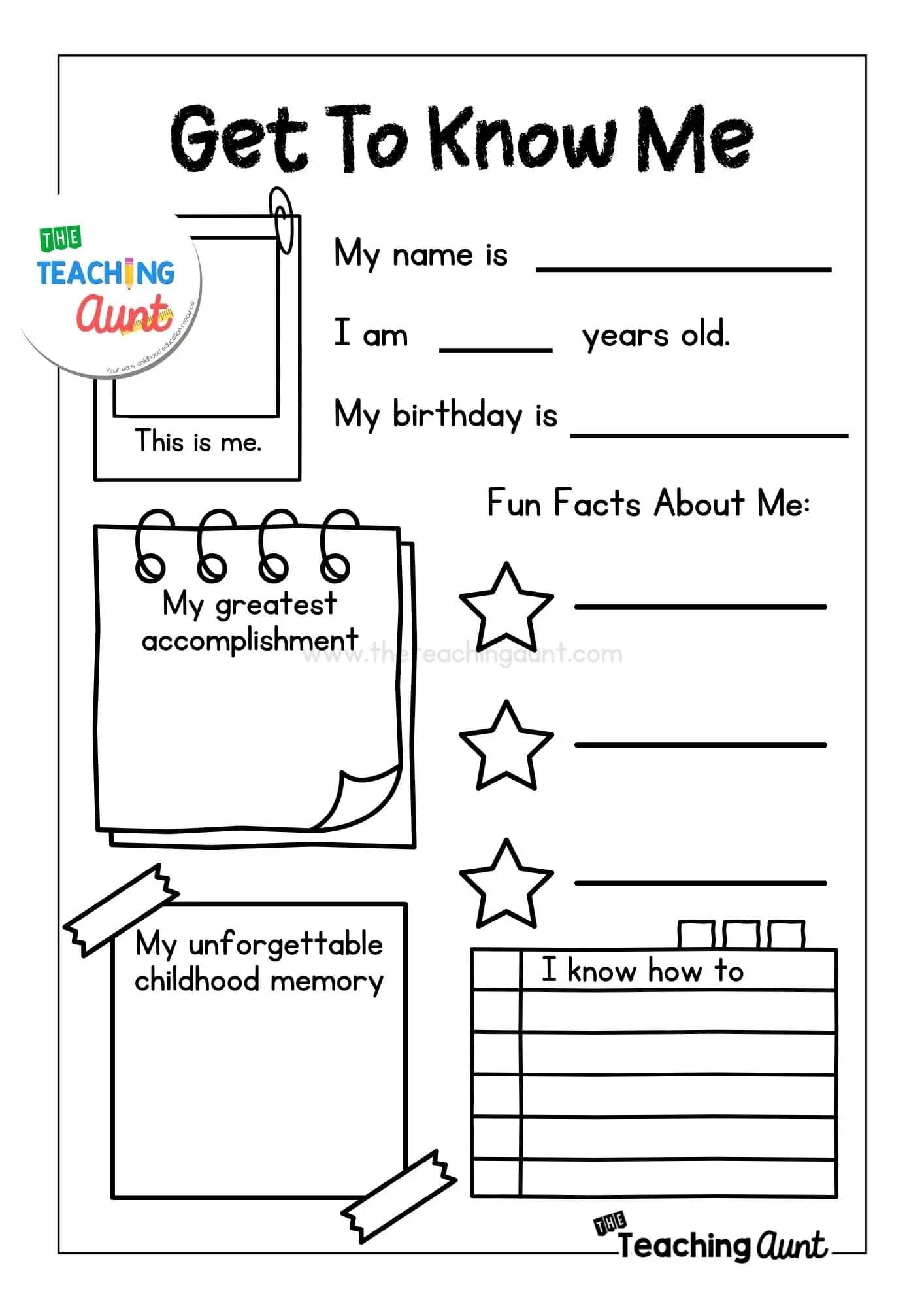 All About Me Worksheets Free Printable The Teaching Aunt