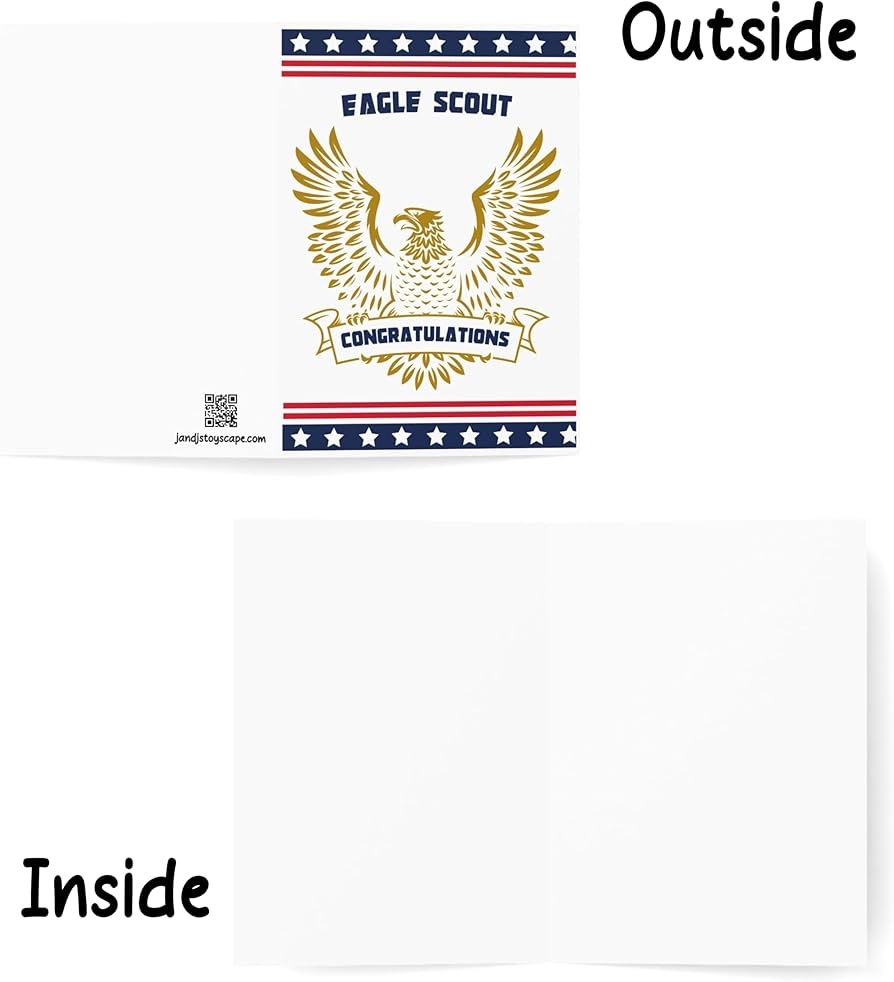 Amazon Ju0026J S TOYSCAPE Eagle Scout Congratulation Card Well Done For Boy Scouts Promotion Patriotic Achievement Gift 5x7 Card Blank Inside Office Products