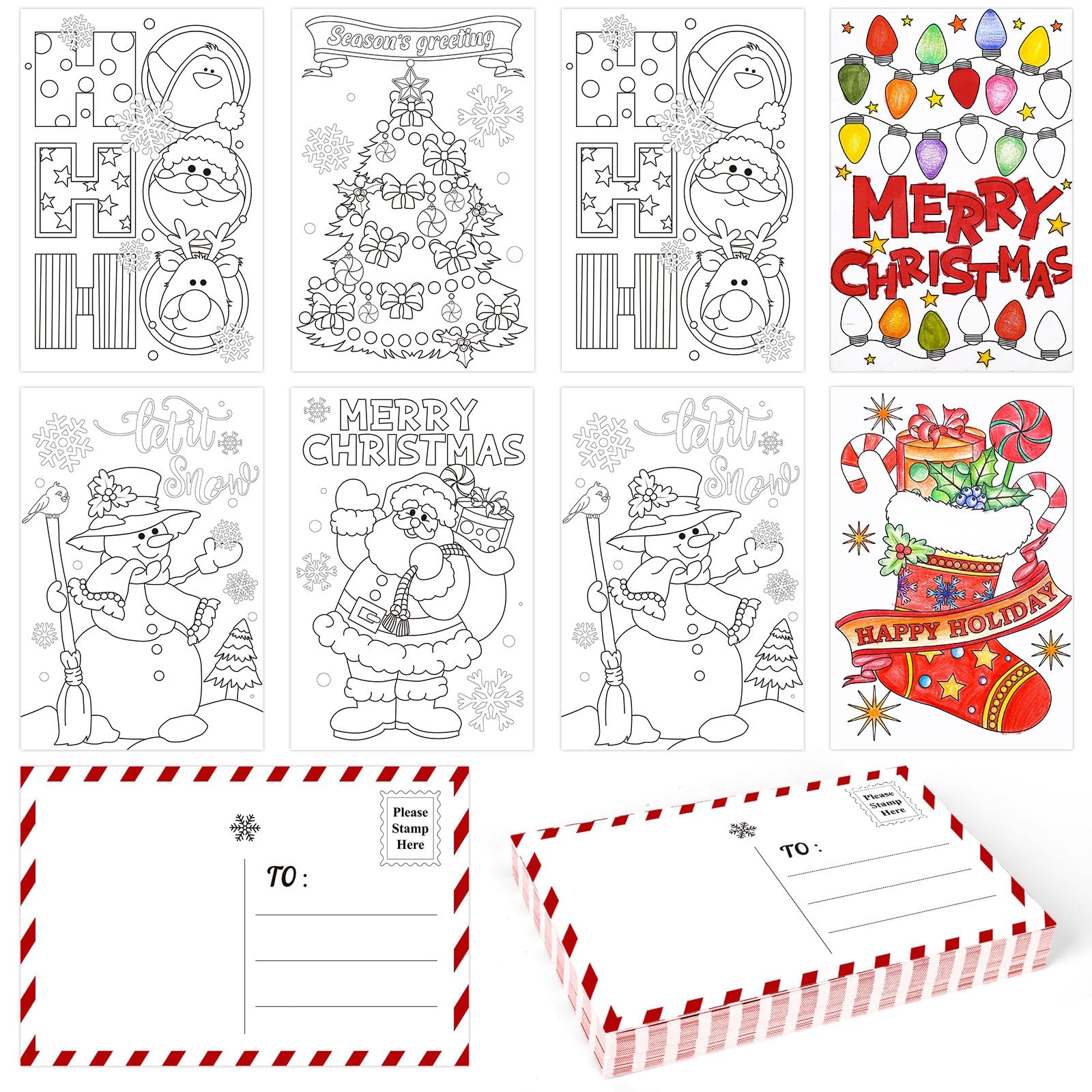 Amazon Whaline 48 Pack Blank Christmas Color Your Own 
