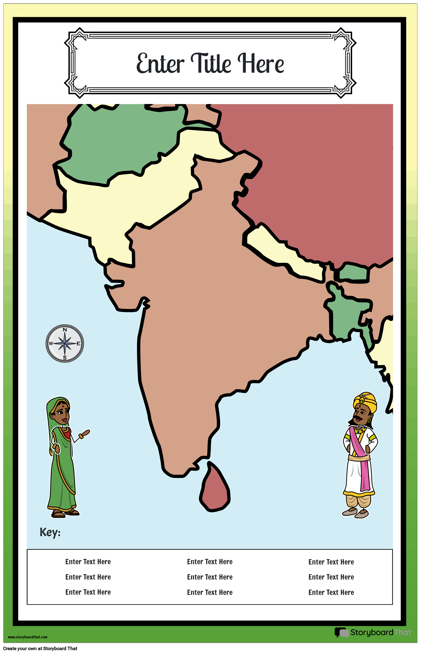 Ancient India Themed Map Poster Template Storyboard