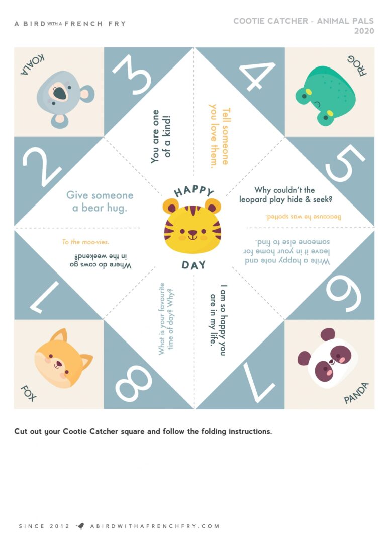 Animal Pals Cootie Catcher Free Printable