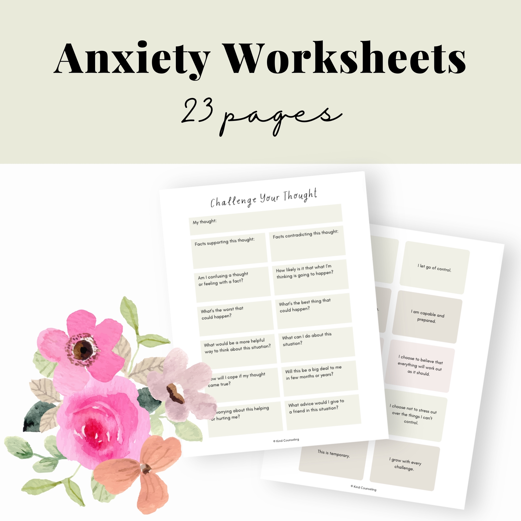 Anxiety Worksheets For Teens Cute Pastel School Counseling 