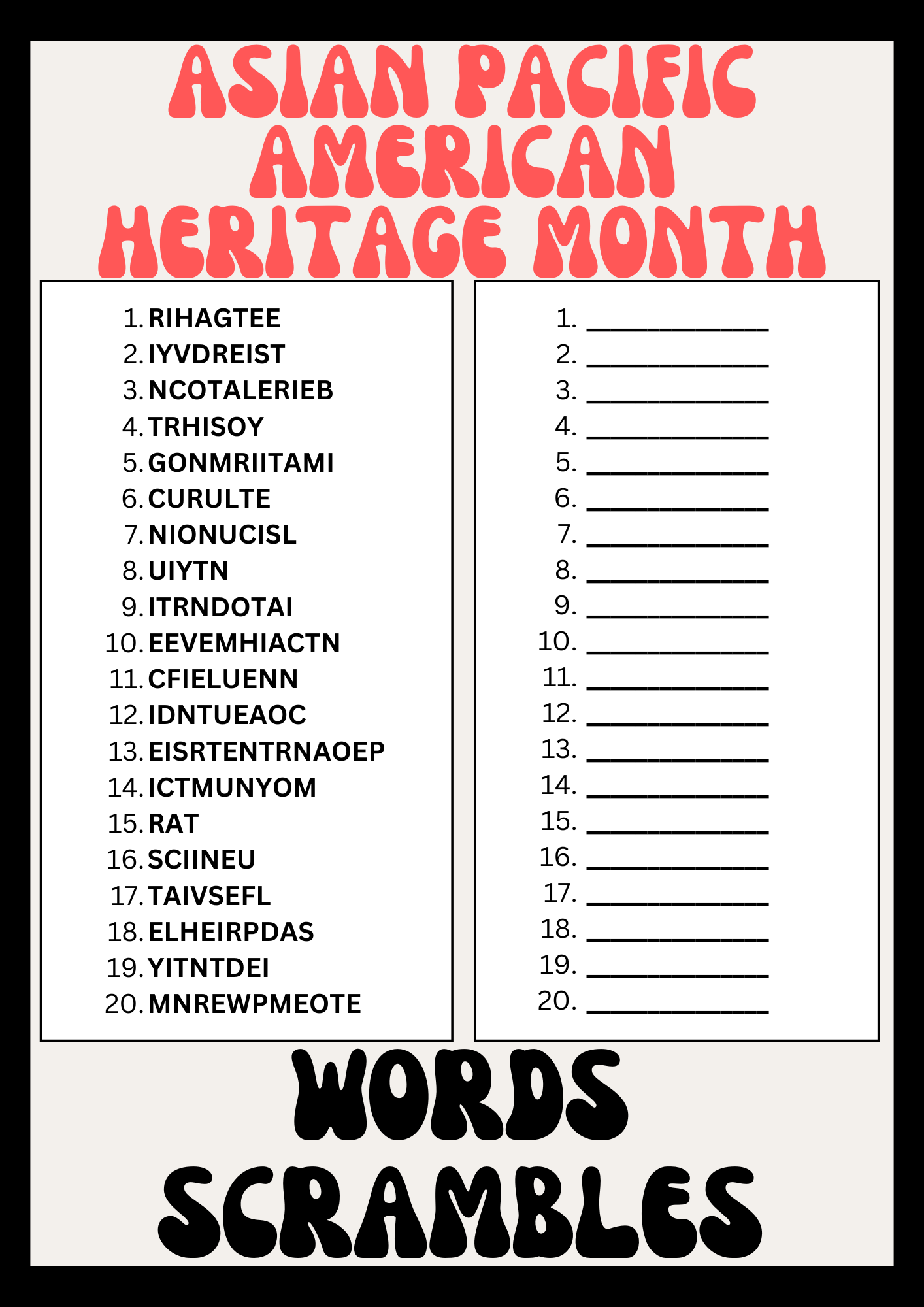 Free Printable Worksheets About Asian History