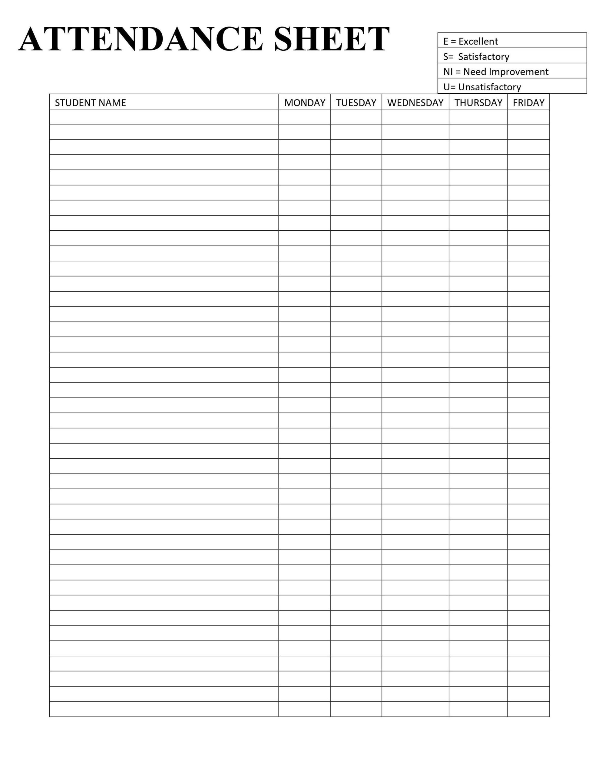 Attendance Sheet Printable Form Digital File Instant Download Editable Etsy Australia