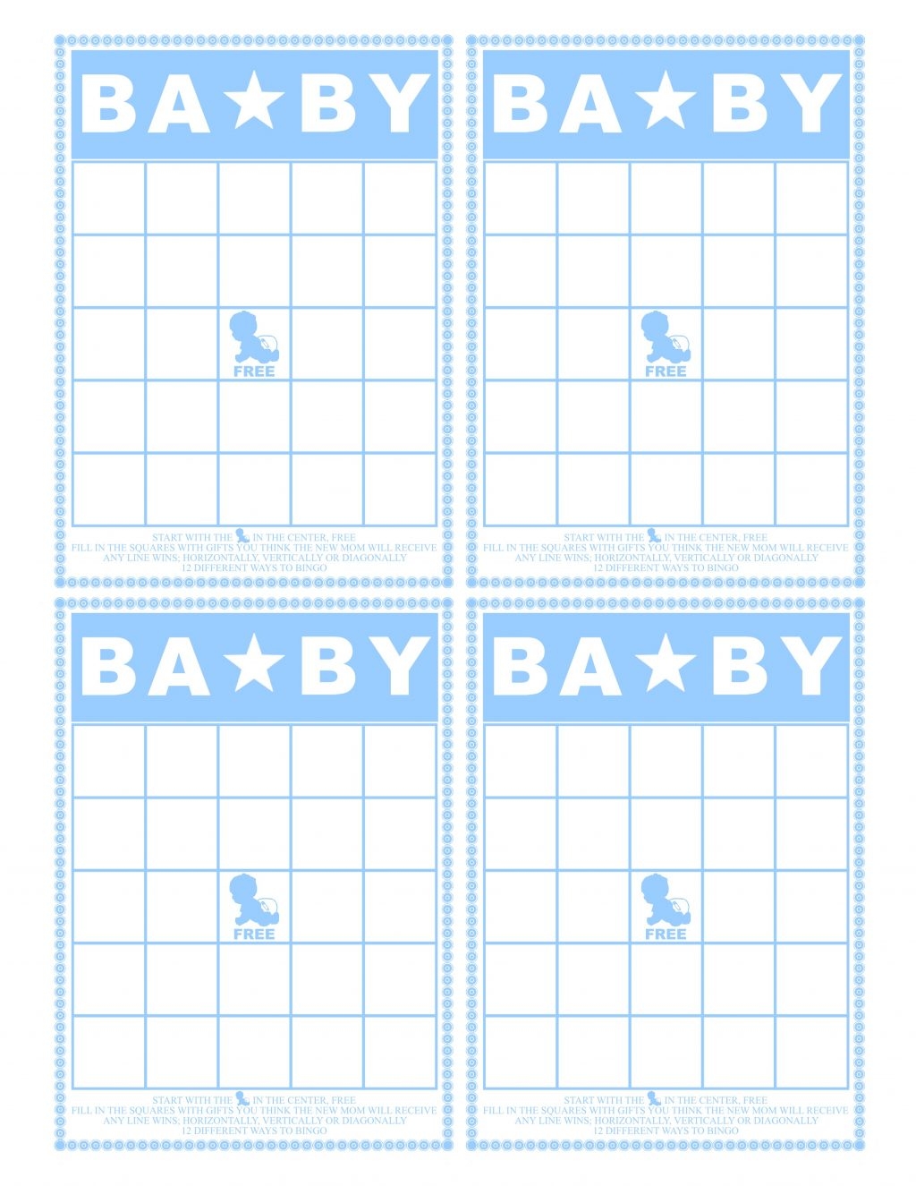 Free Printable Baby Bingo Cards Blank