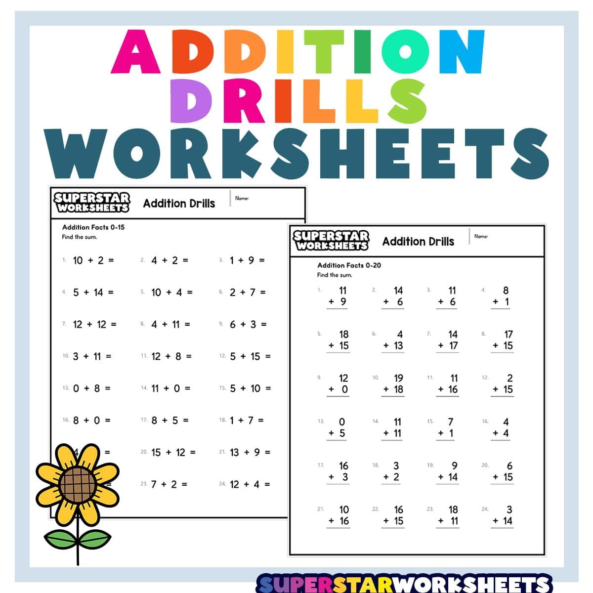 Free Printable Worksheet Hard Addition Facts