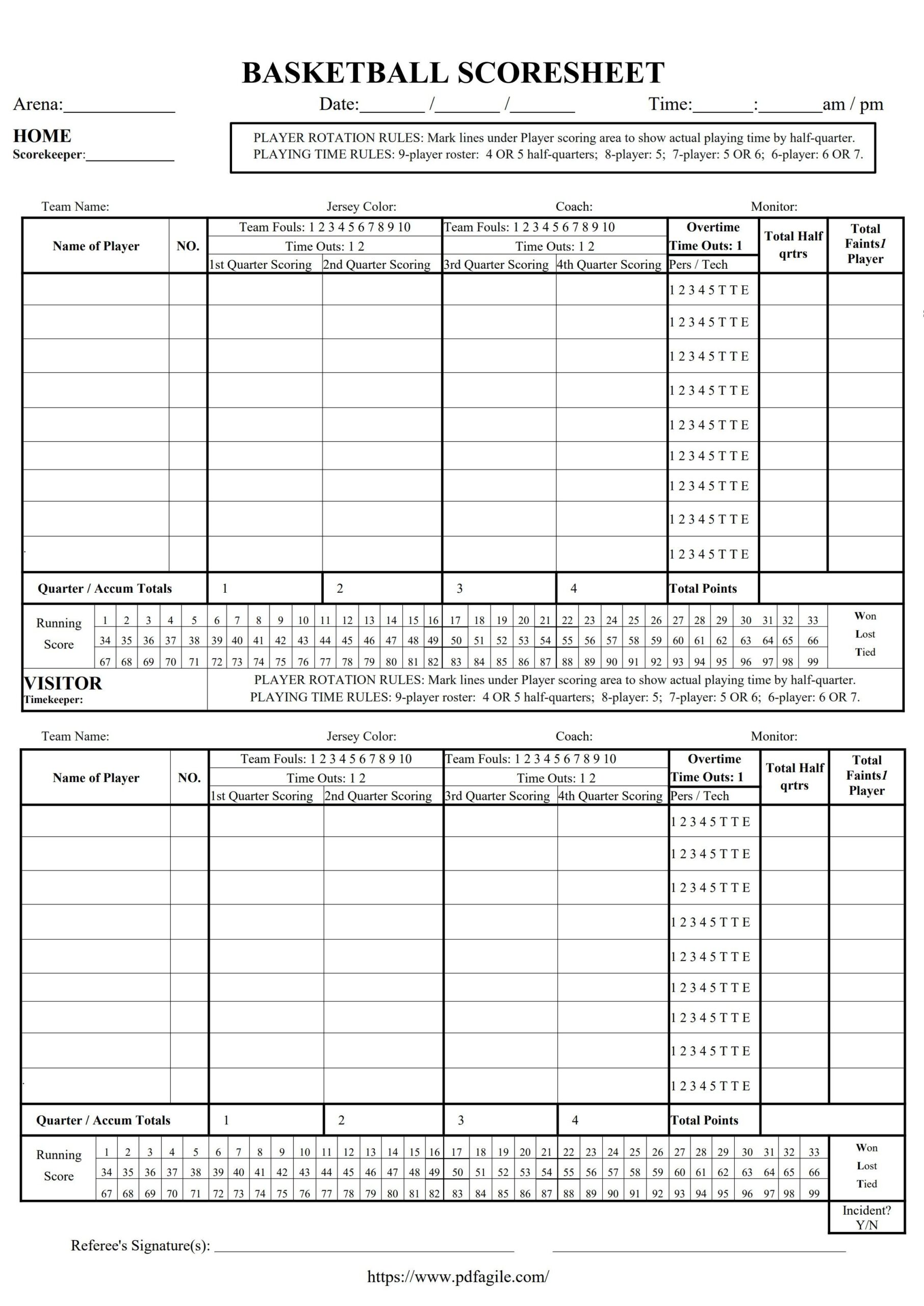 Free Printable Blank Basketball Play Sheets