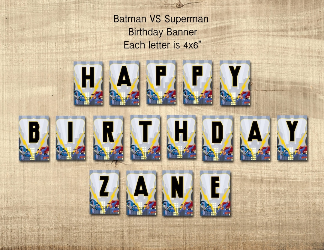 BATMAN VS SUPERMAN Dawn Of Justice Happy Birthday Banner Digital 