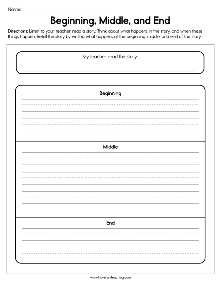 Beginning Middle And End Worksheet Have Fun Teaching