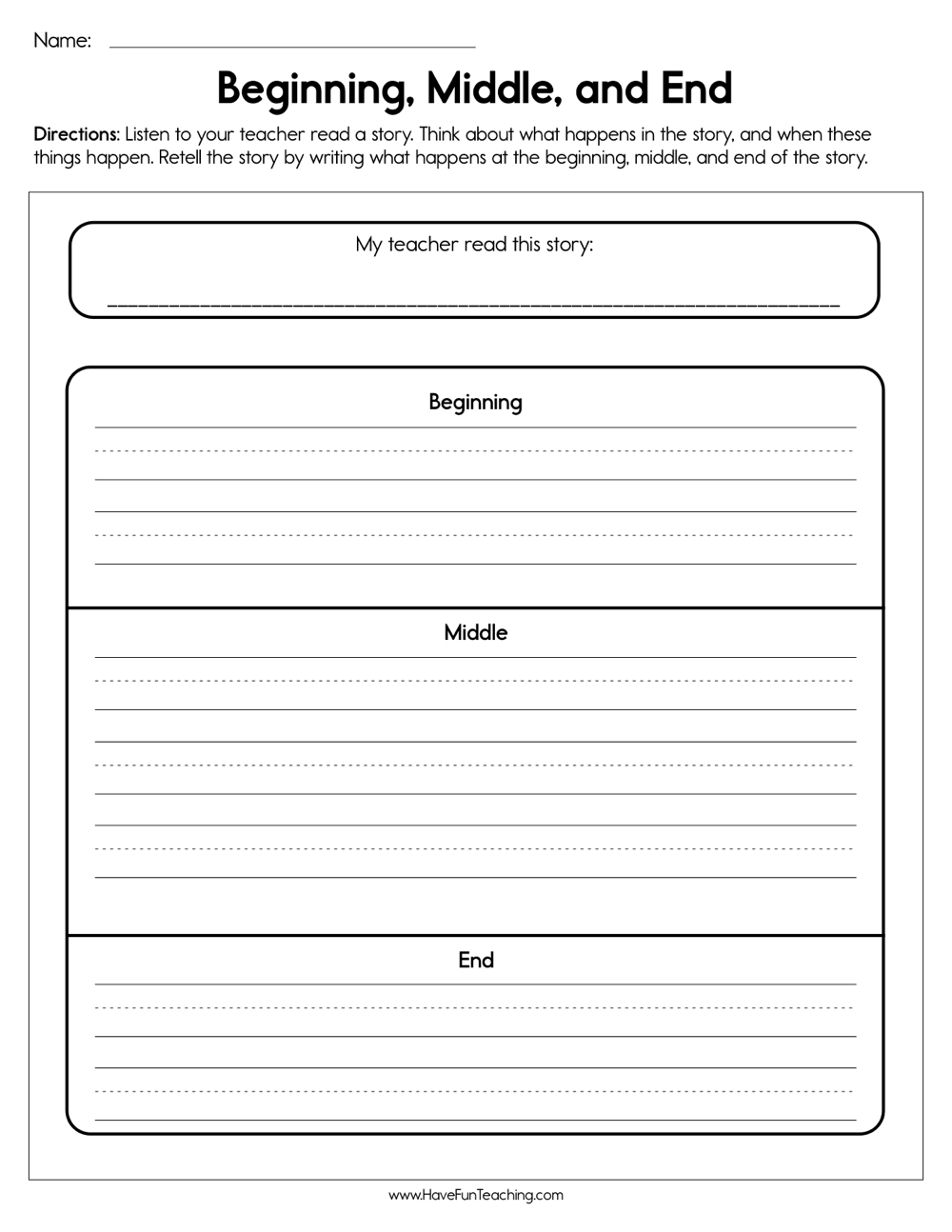 Beginning Middle And End Worksheet Have Fun Teaching