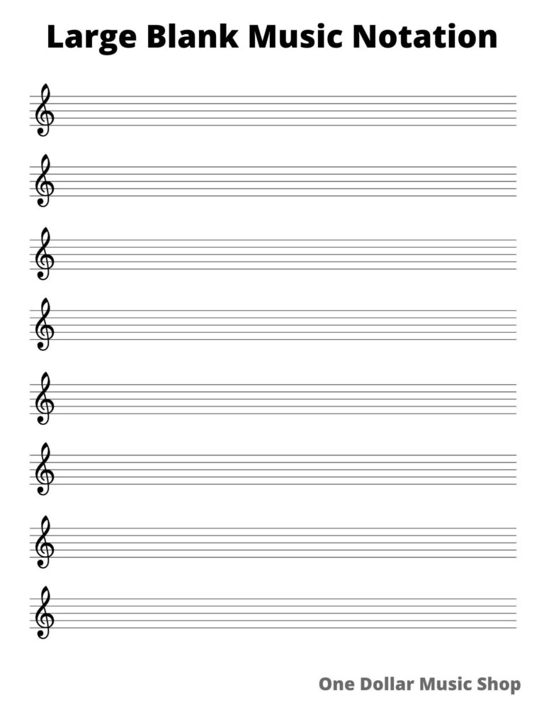 Big Blank Music Notation Sheet Printable Staff Paper Instant Worksheets Library
