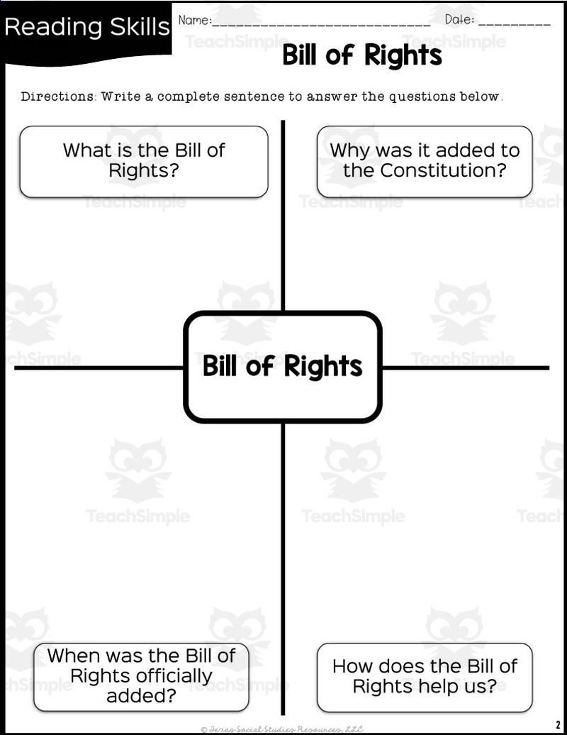 Bill Of Rights Reading Packet