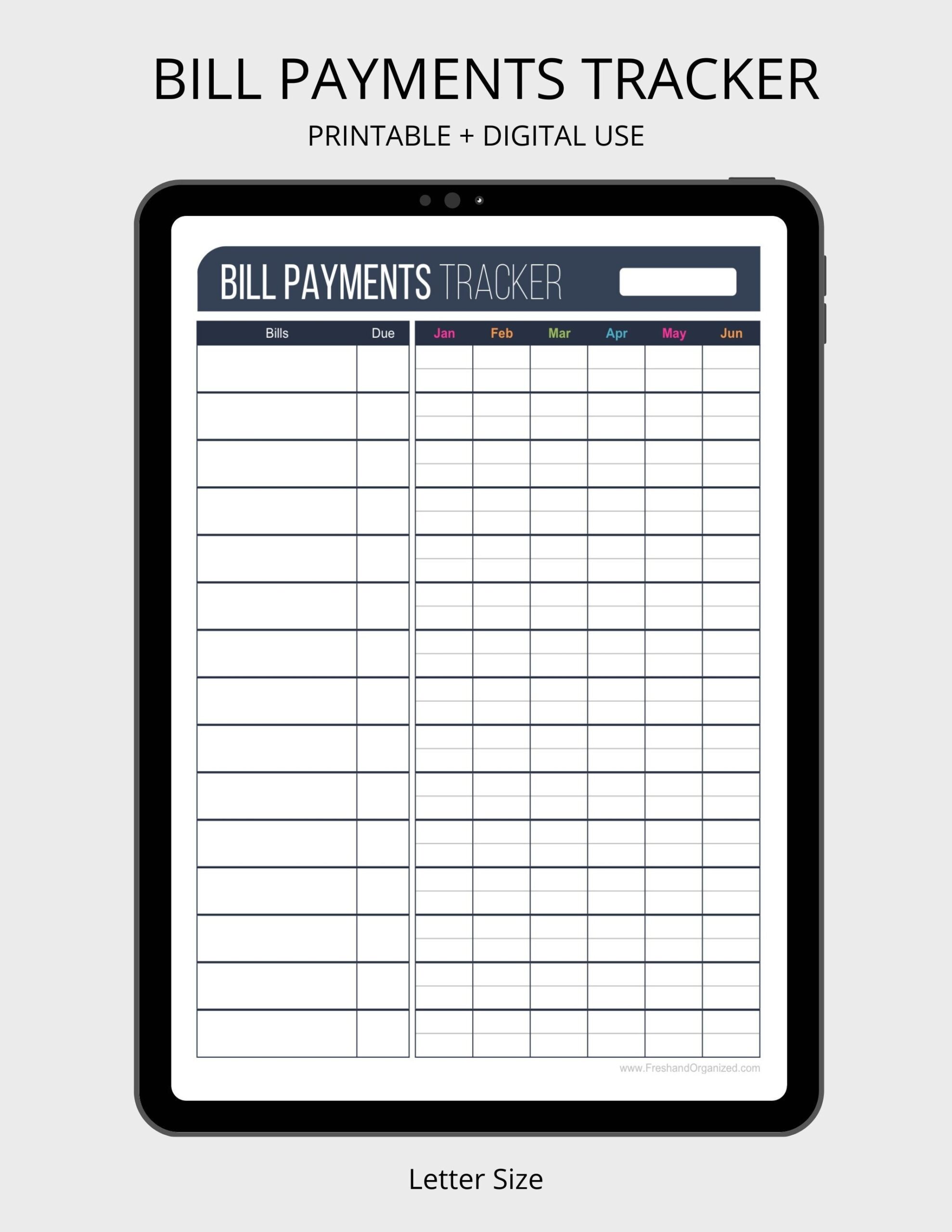Blank Printable Free Bill Tracker