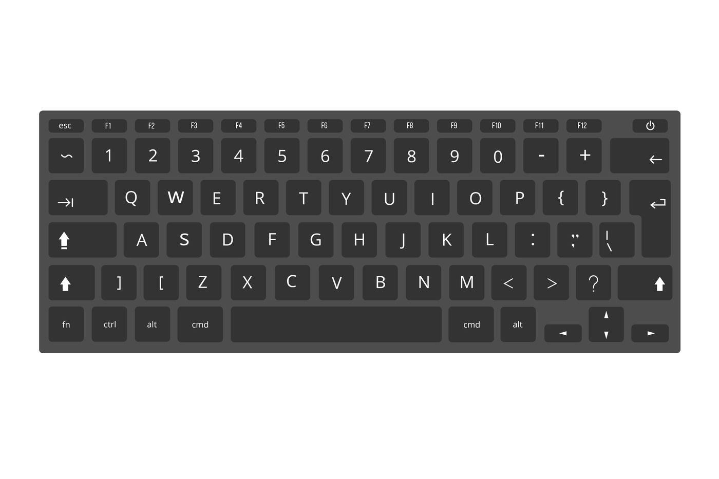 Black Laptop Computer Keyboard Vector Template Isolated On White 