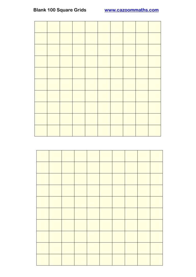 Blank 100 Square Grid FREE Teaching Resources