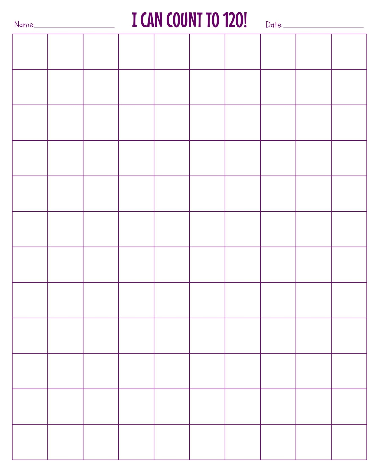 Blank 120 Chart 10 Free PDF Printables Printablee