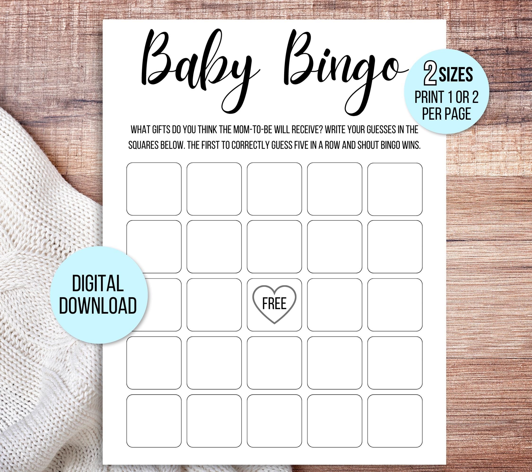 Blank Baby Shower Bingo Cards Baby Bingo Game Cards Baby Gift 
