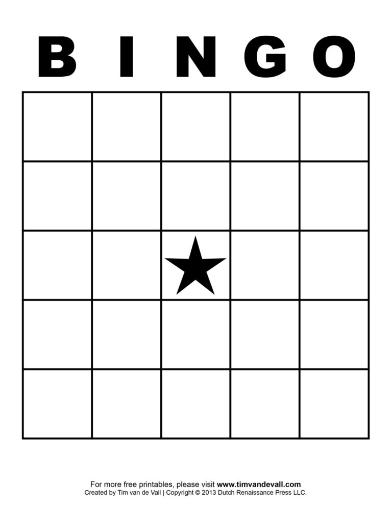 Blank Bingo Template Tim s Printables