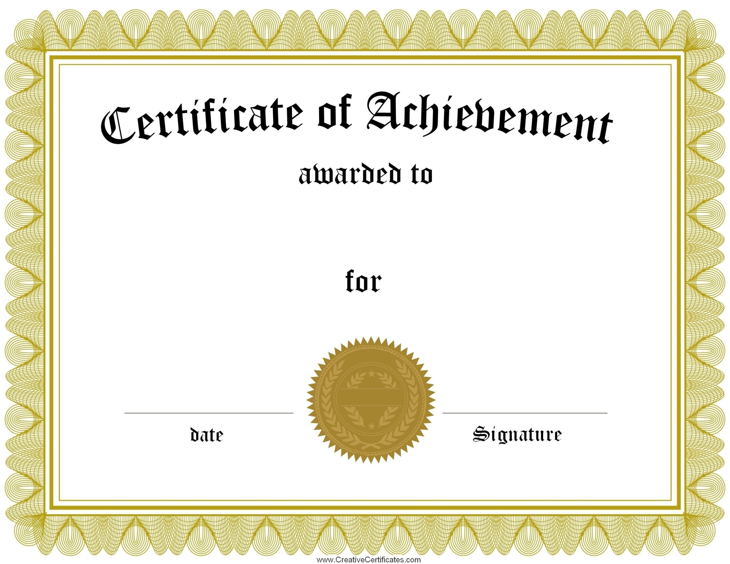 Blank Certificate Of Achievement