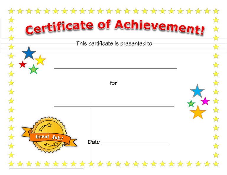 Blank Certificate Of Achievement Templates At Worksheets Library
