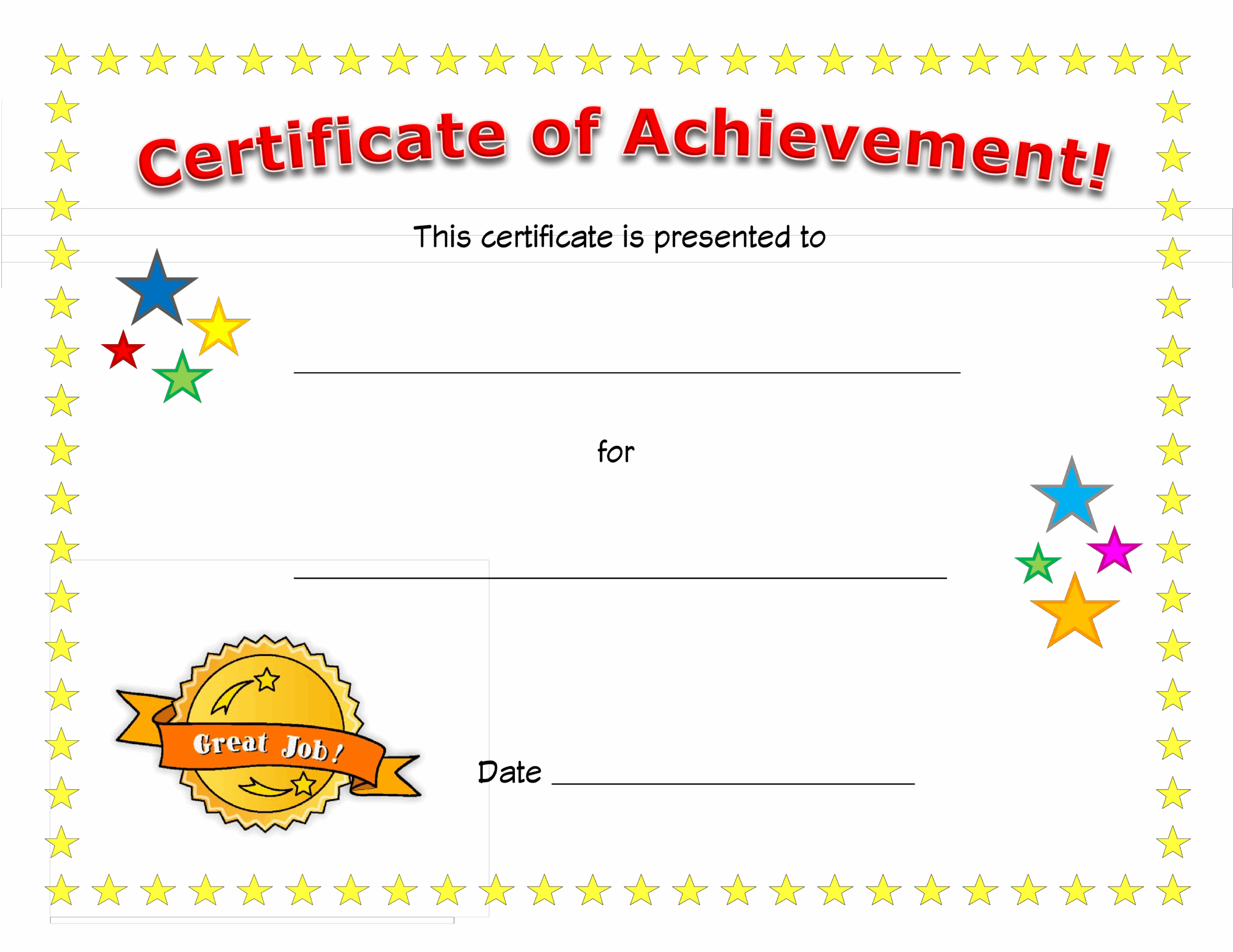 Blank Certificate Of Achievement Templates At Worksheets Library