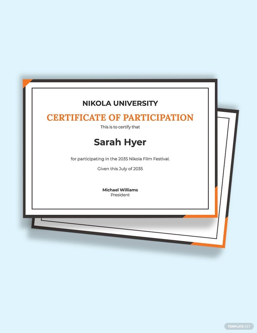 Free Printable Blank Participation Certificate