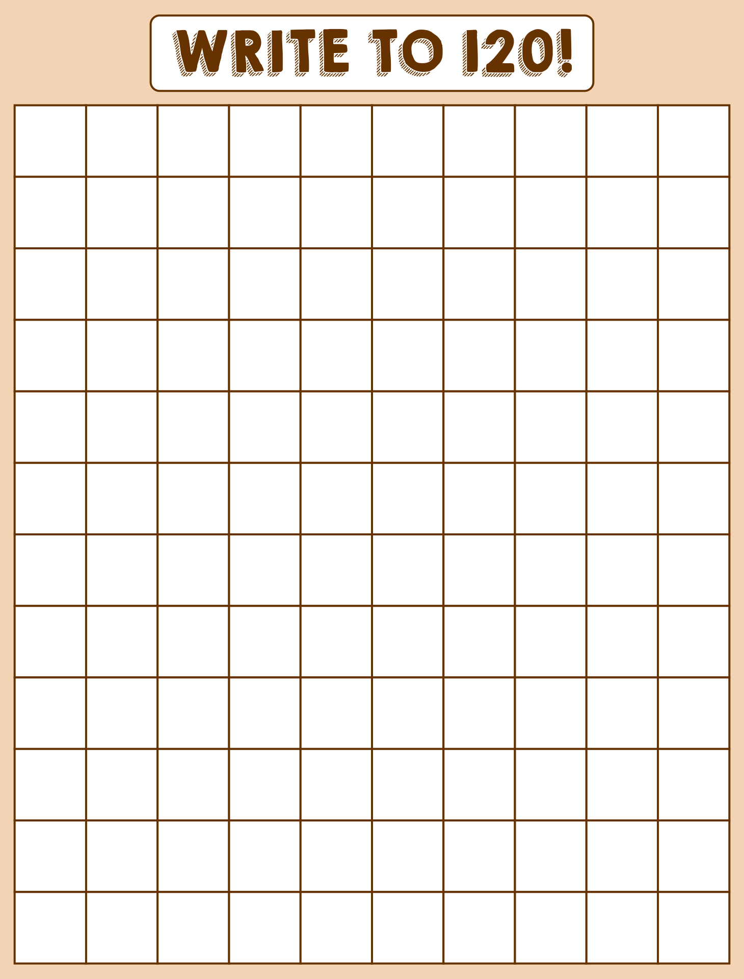 Free Printable 120 Chart Blank