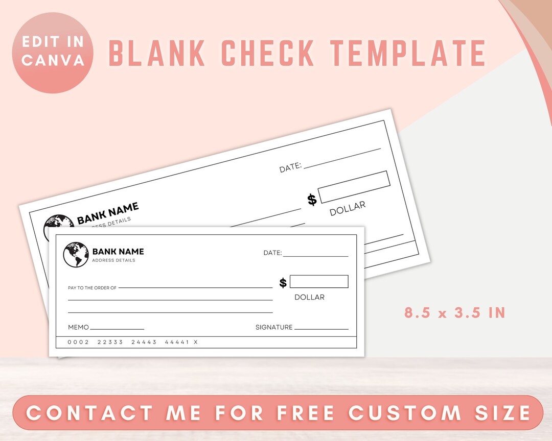 Blank Check Template Blank Checks Blank Check Check Presenters Bank Check Blank Check Blank Check Design Check Template Check Png Etsy