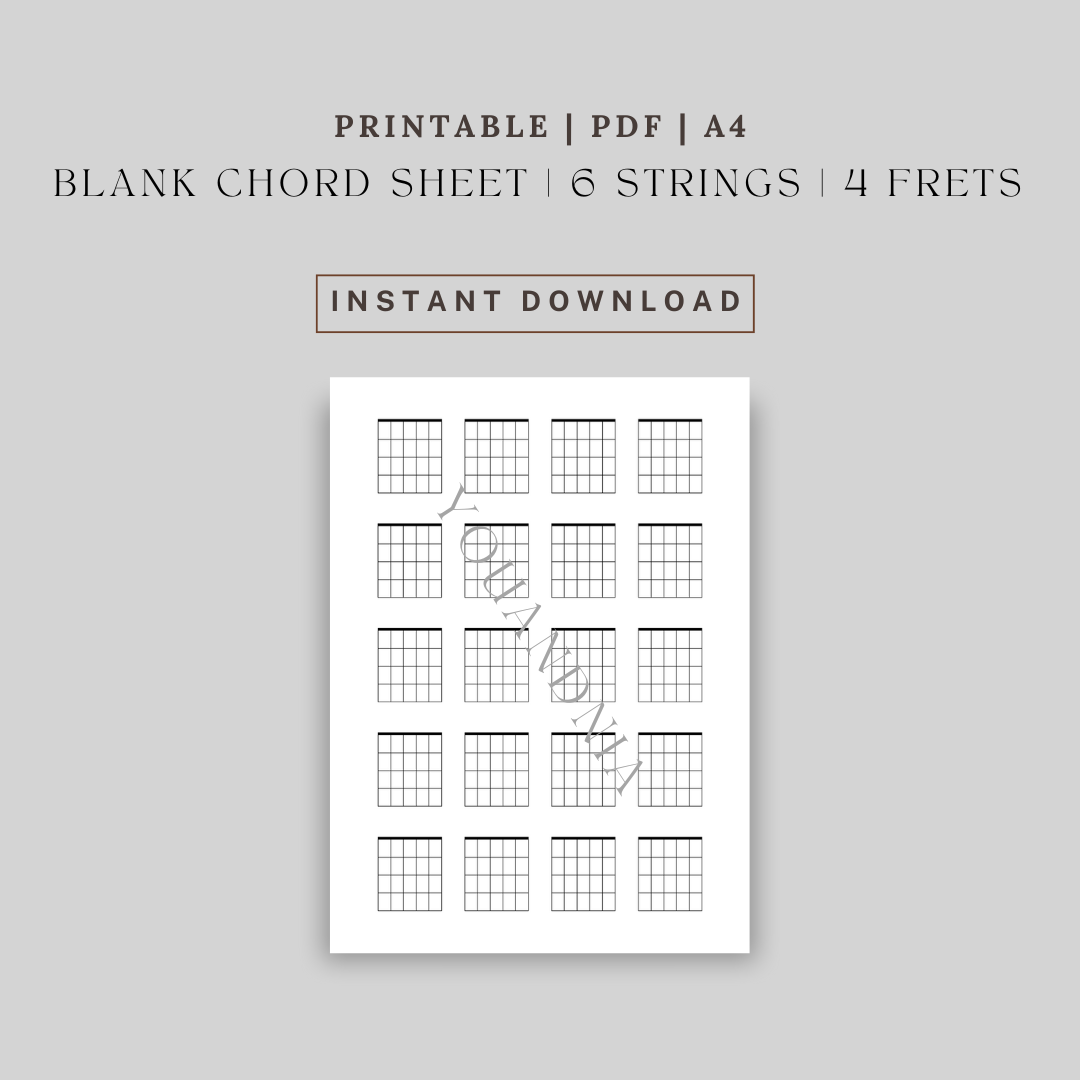 Blank Chord Sheet 6 Strings 4 Frets Printable PDF You 