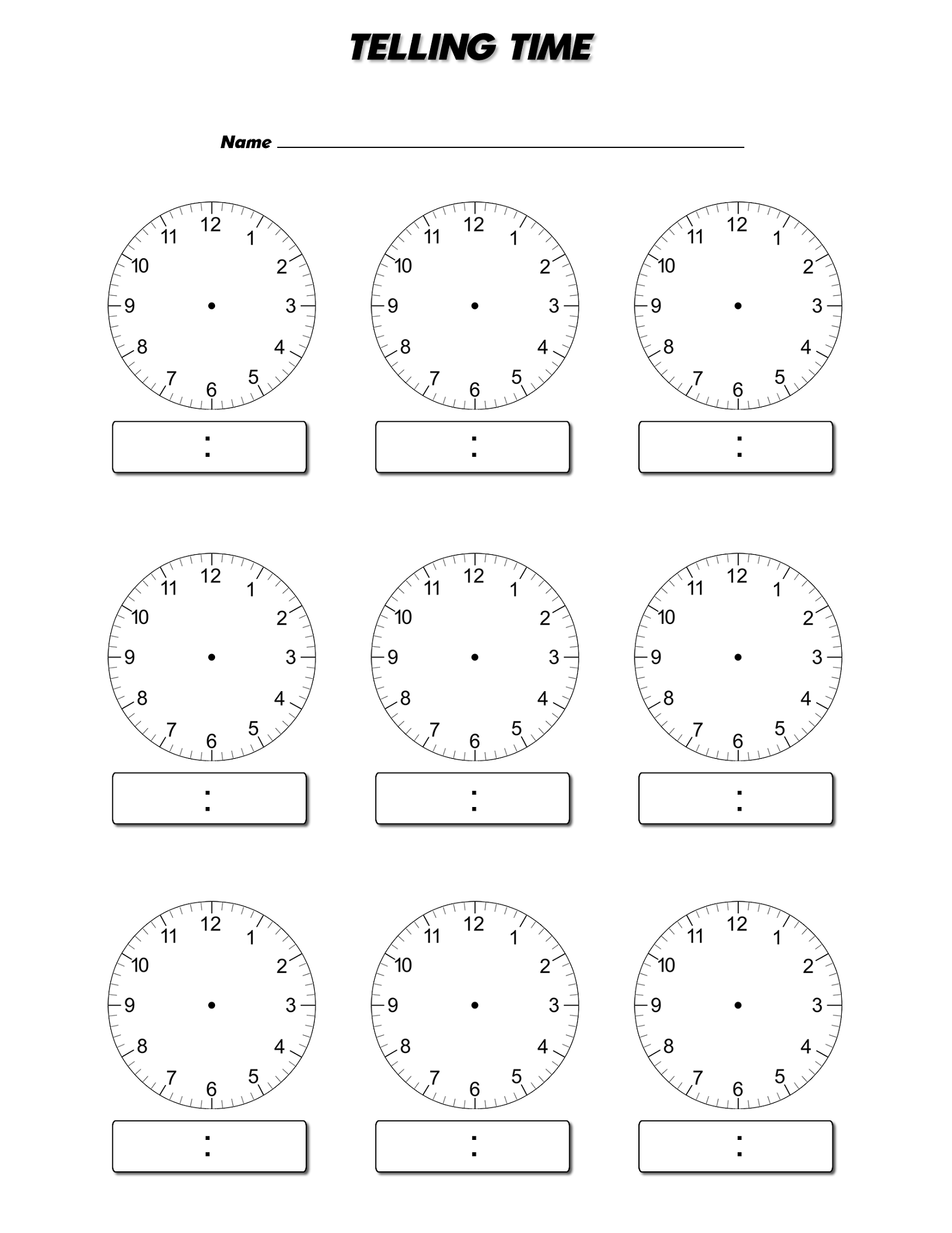Blank Clock Faces Worksheet For 1st 2nd Grade Lesson Planet 