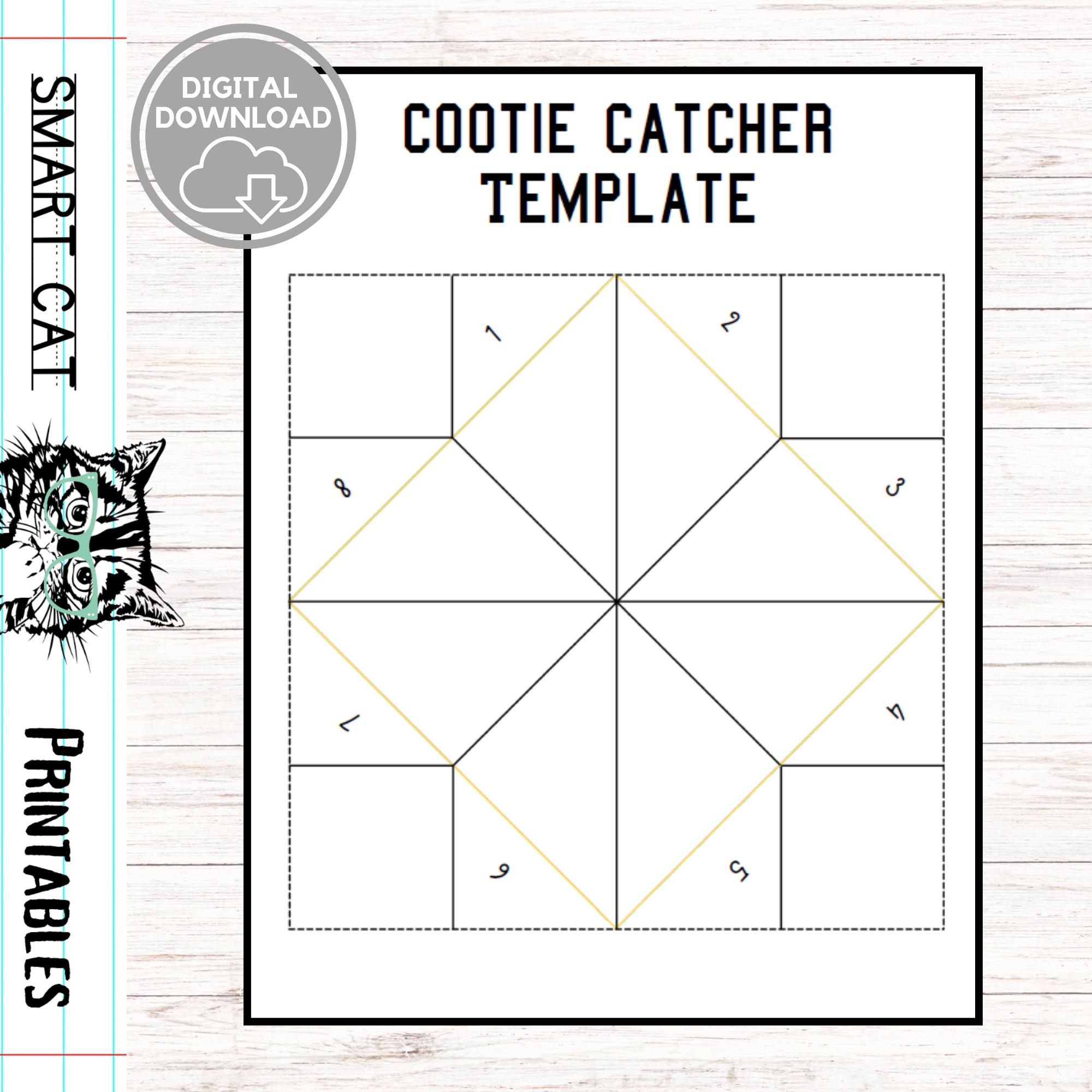 Blank Cootie Catcher Template Printable Cootie Catcher Printable Joke Teller Kid s Road Trip Game Cootie Catcher Kid Game Fortune Teller Etsy