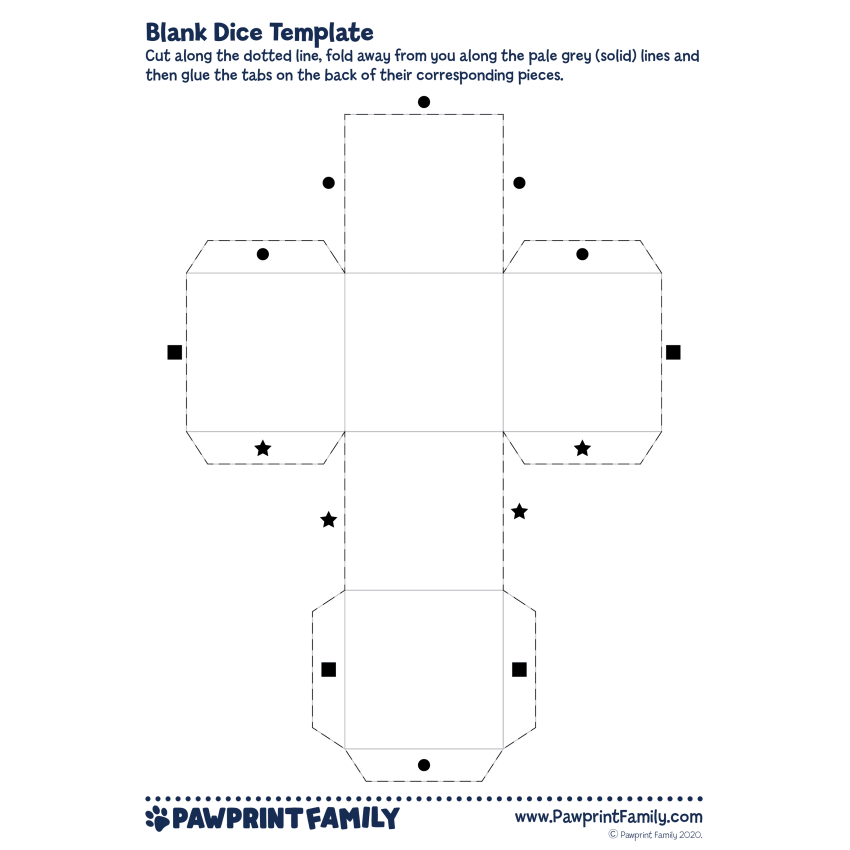 Blank Dice Template Pawprint Family