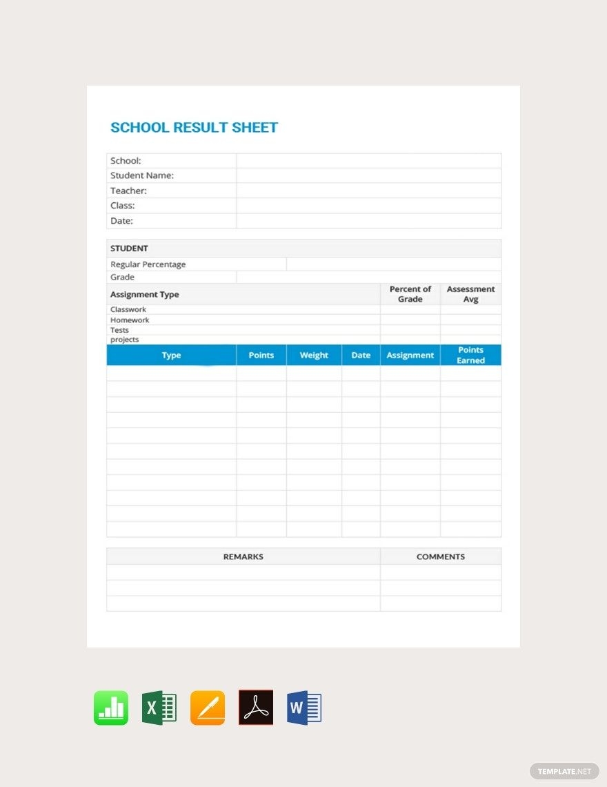 Blank Grade Sheet Template In Pages Word PDF Apple Numbers 