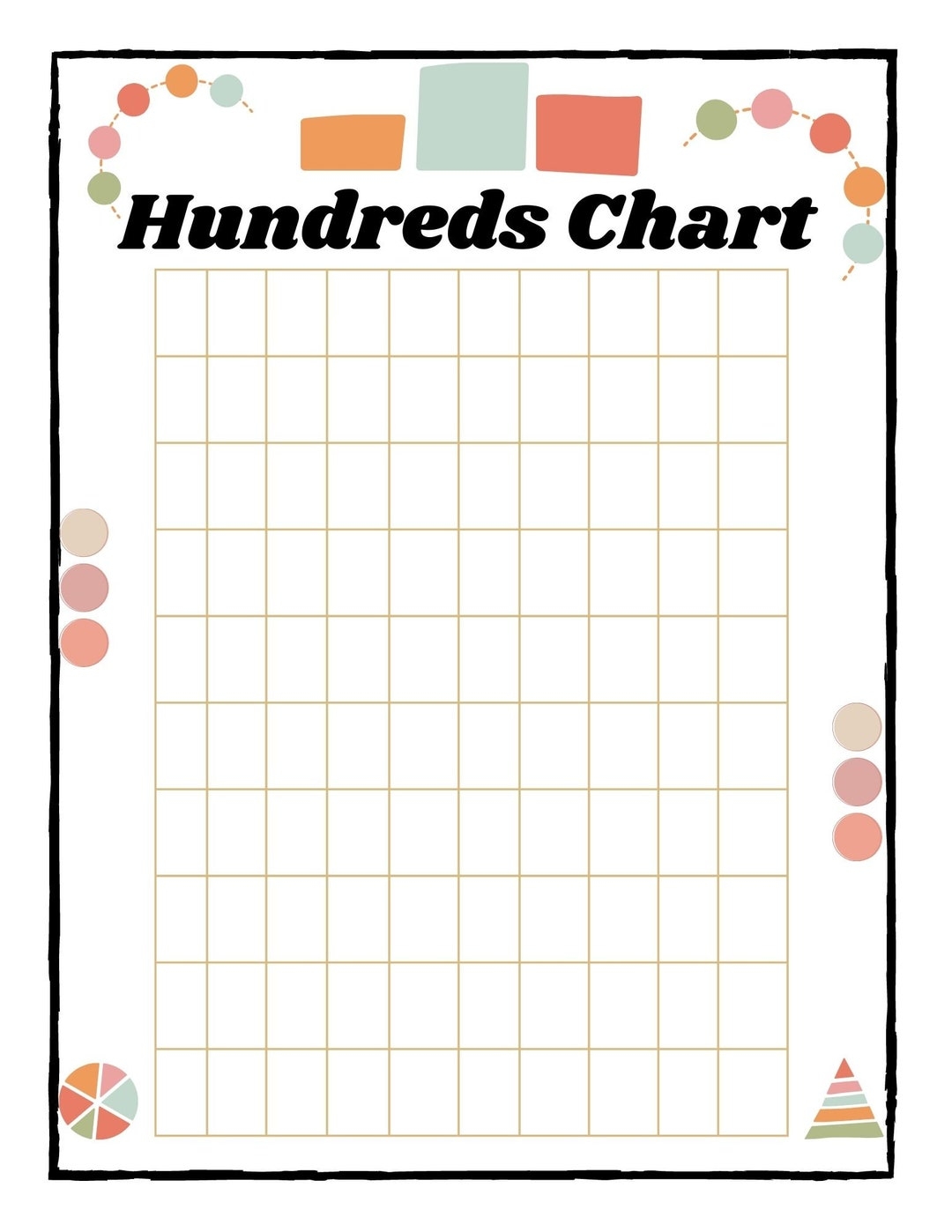 Blank Hundreds Chart Math digital Printable Etsy Australia