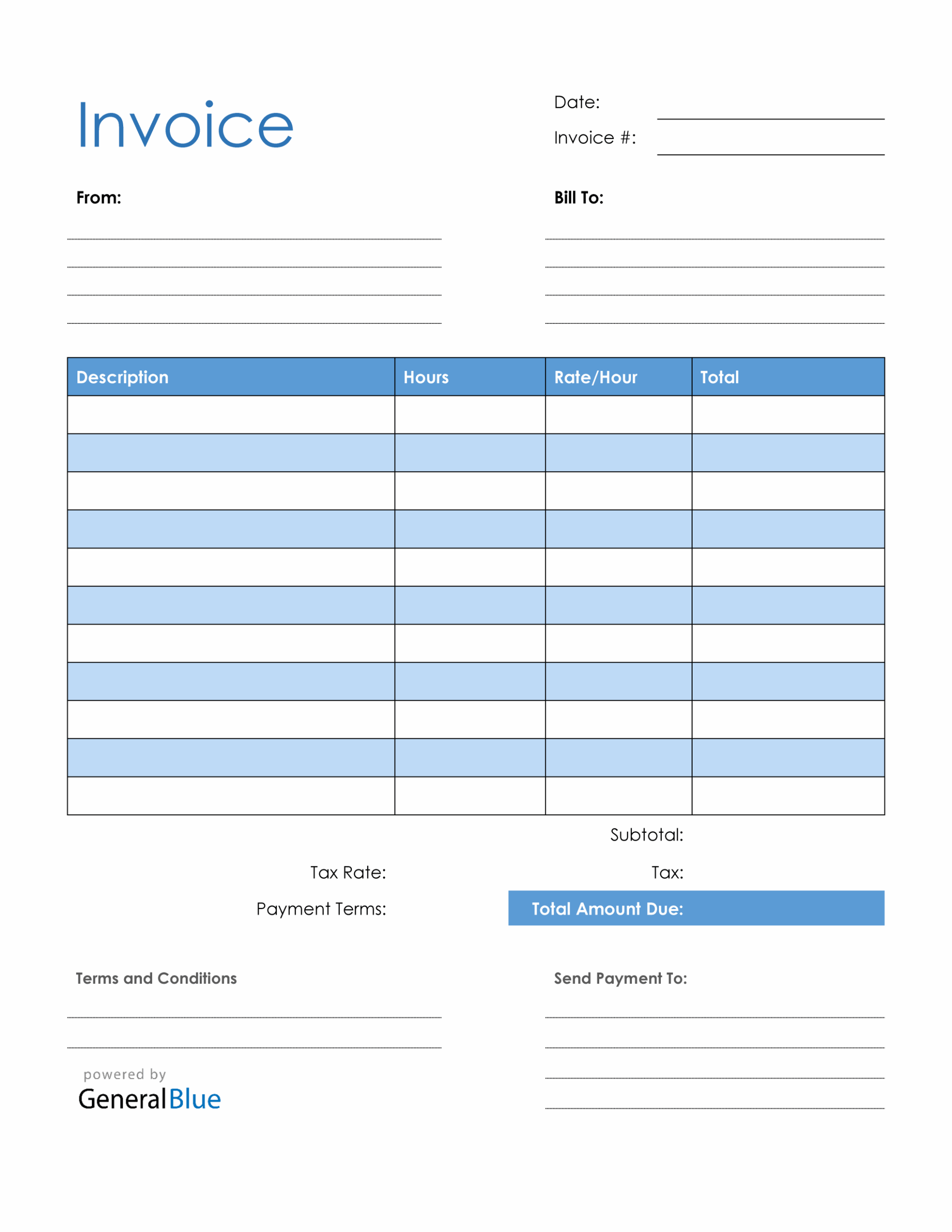 Blank Invoice Template In Word Blue Worksheets Library