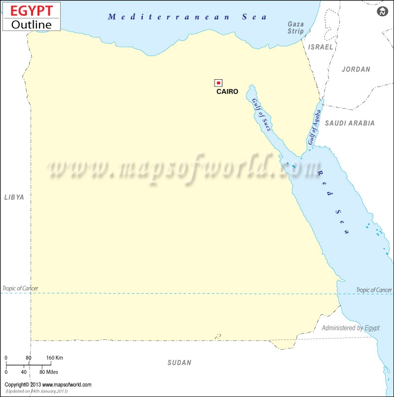 Free Printable Blank Map Of Egypt