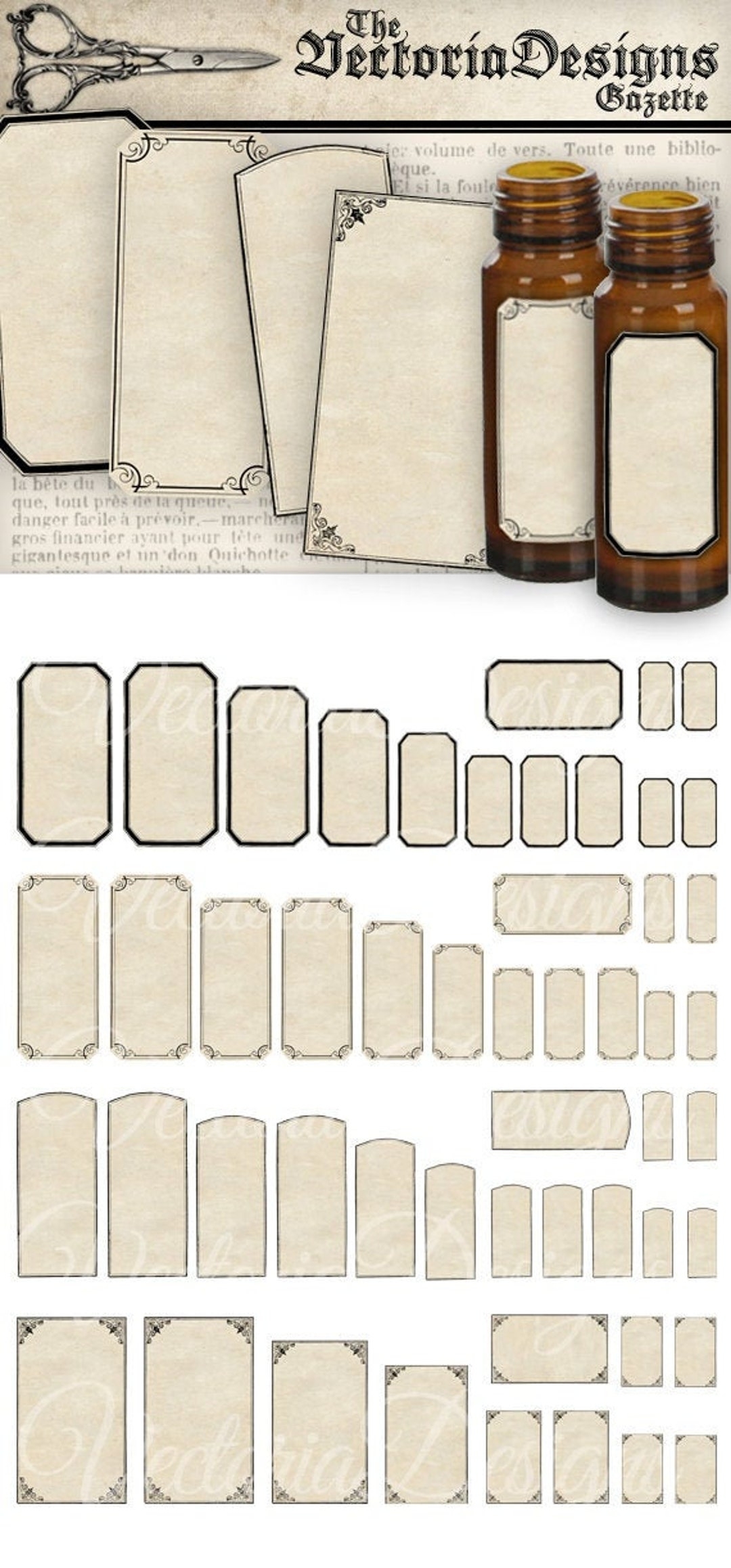 Blank Mini Apothecary Labels Printable Blank Add Text Label Vintage Blank Label Hobby Crafting Instant Download Bottle Label 000421 Etsy
