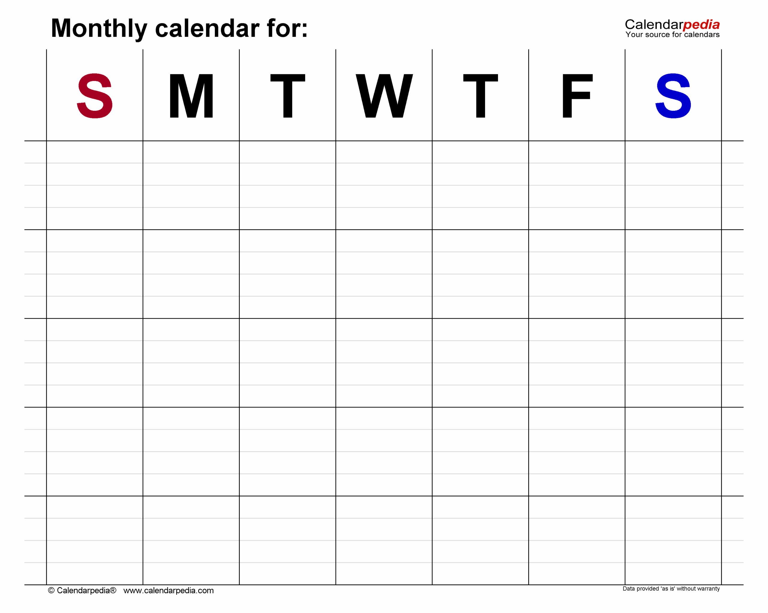 Free Printable Blank Calendars Microsoft Word