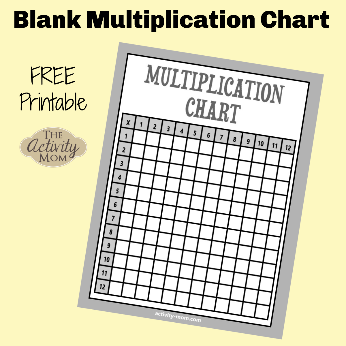 Blank Multiplication Chart Printable Table FREE The Activity Mom