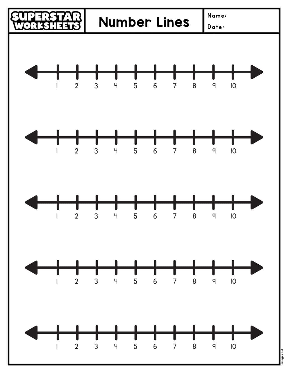 Blank Number Lines Superstar Worksheets