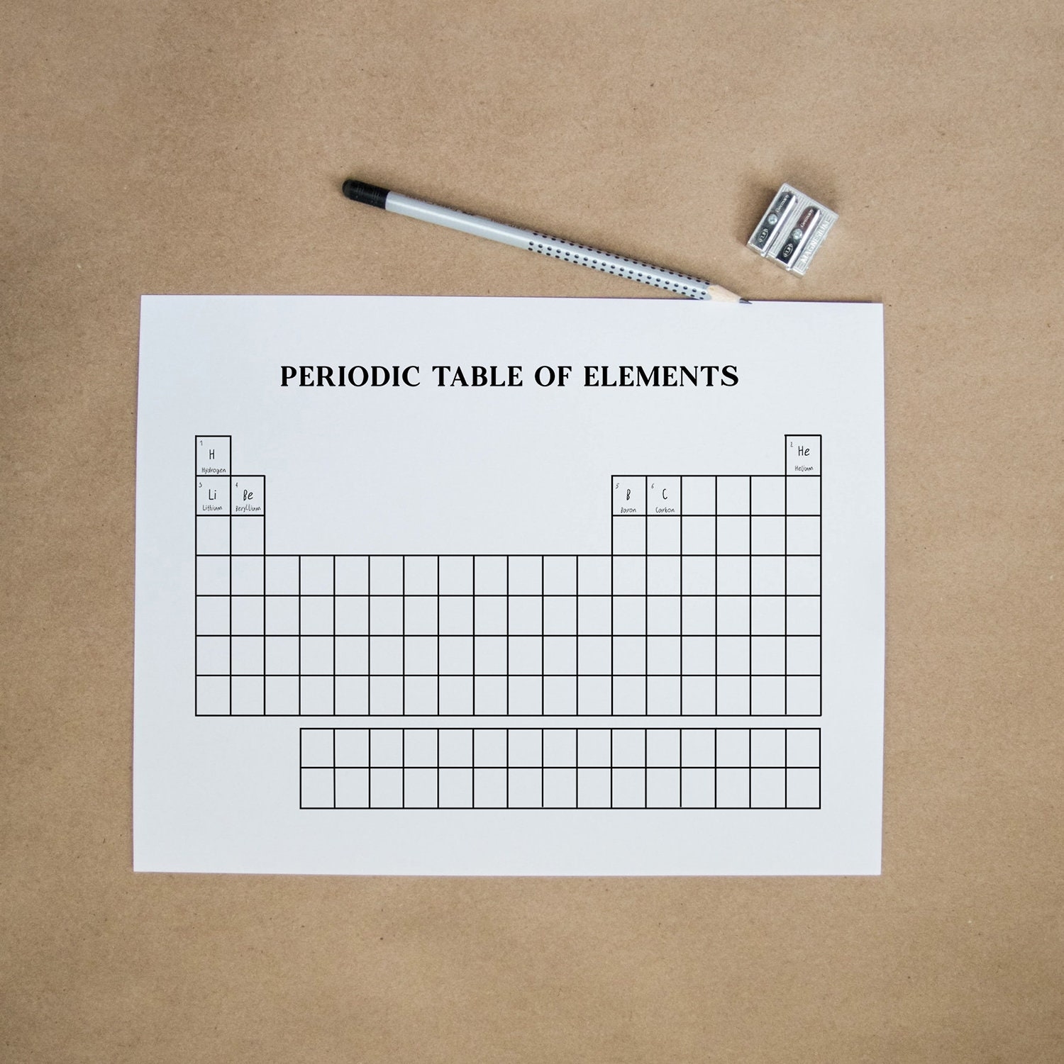 Blank Periodic Table Of Elements Printable Periodic Table Template Science Teaching Chemistry Practice Homeschool Science A4 US Letter Etsy Canada