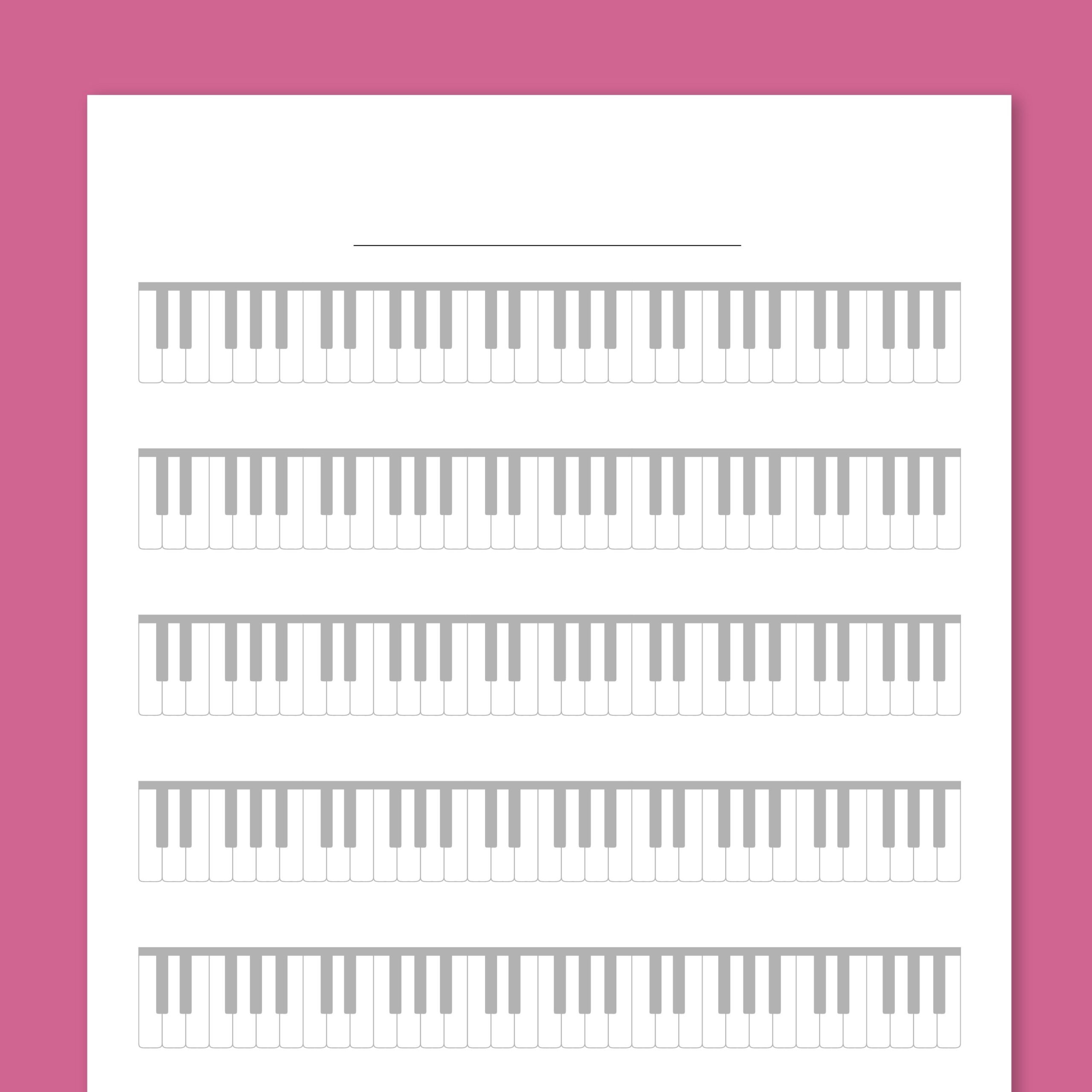 Blank Piano Keyboard Worksheet Gray Version Free PDF